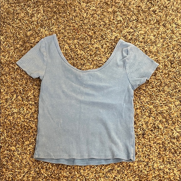 Wild Fable Light Blue Ribbed Crop Top - Picture 3 of 3